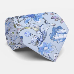 Cravate PixDezines William Morris Bleuet Bleu DIY