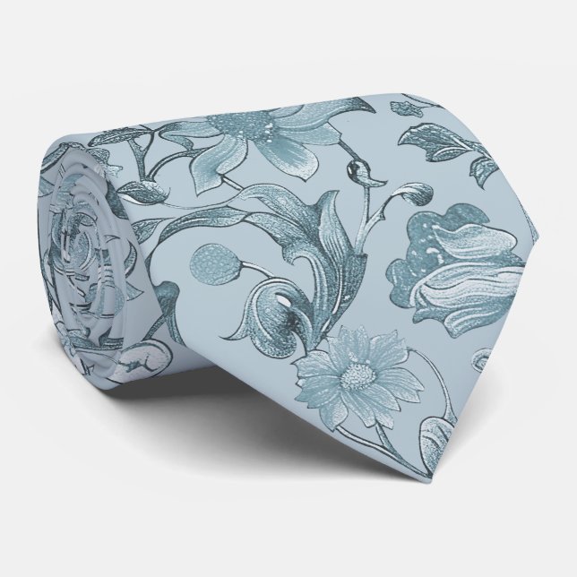 Cravate PixDezines William Morris Poussiéreux BleuDIY Ardo (Roulé)
