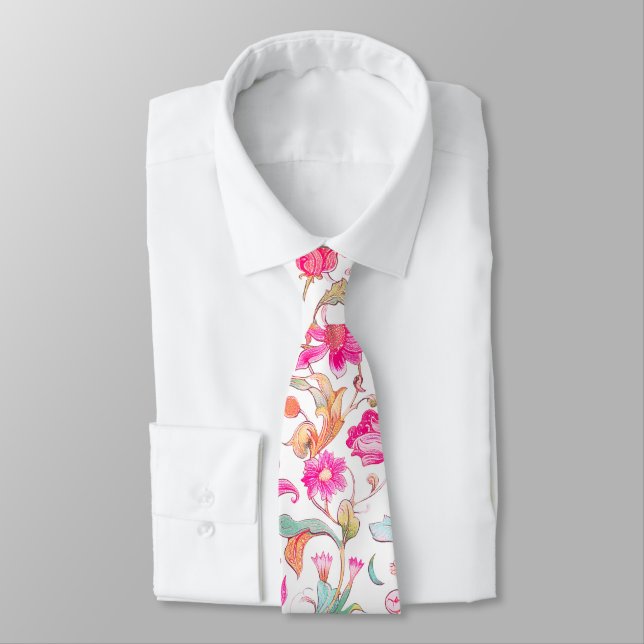 Cravate PixDezines William Morris Rose Bleu (Attaché)