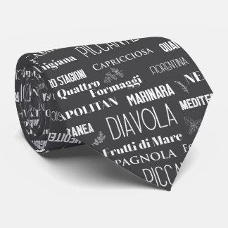 Cravate Pizza Lover Typographie Italien Chef Noir