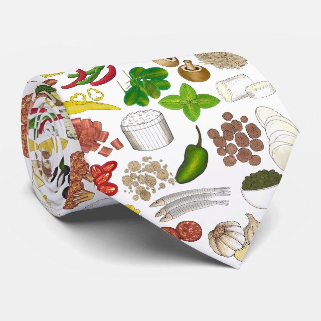 Cravate Pizza Party Topings Italien Food Pizzeria Pie (Roulé)