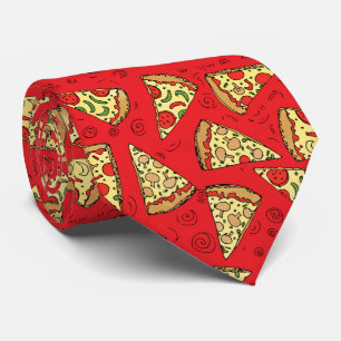 Cravate Pizza Slices Rouge Motif Nouveauté