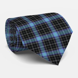 Cravate Plaid de tartan bleu-clair gris noir