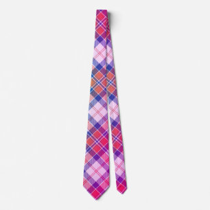 Cravate Plaid Diagonal Moderne Et Amusant - Rose Peach Blu