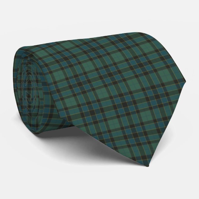 Cravate Plaid Green Blue Tartan Traditional Style Neck Tie (Roulé)