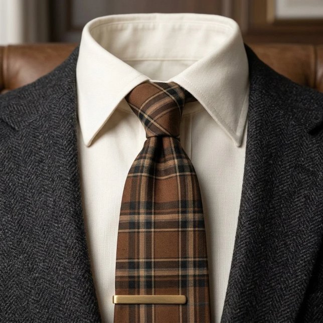 Cravate Plaid Héritage Brun Tabac (Créateur téléchargé)