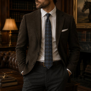 Cravate Plaid Heritage Executive   Luxe Charbon et Marine