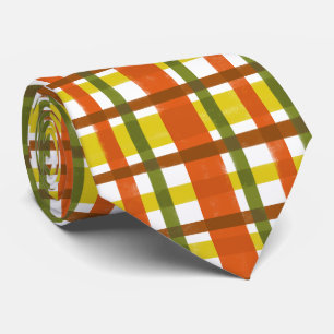 Cravate Plaid les années 70 orange jaune