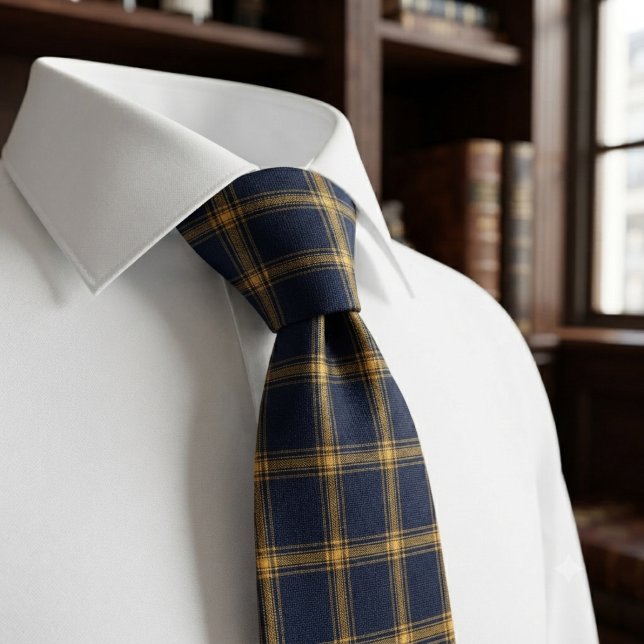 Cravate Plaid Navy et Or Luxueux (Créateur téléchargé)
