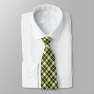 Cravate Plaid sportif d'or vert-foncé et jaune