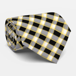 Cravate Plaid/tartan motif jaune et noir