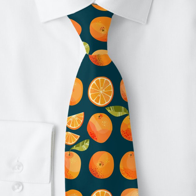 Cravate Plaisir aux fruits d'orange d'agrumes (Fun citrus orange pattern neck tie)