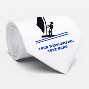 Cravate Planche à voile à bord noir, planche à voile bleue