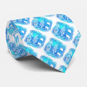 Cravate Planche de surf bleu tropical été nouveauté plage