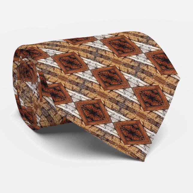 Cravate Planches de bois patiné en motif diamant multimédi (Roulé)