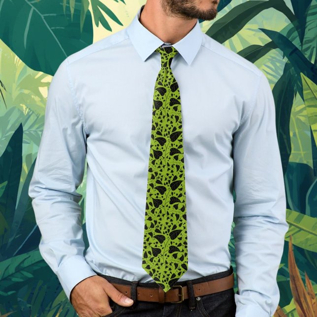 Cravate Plante graphique verte à vignes noires (Créateur téléchargé)