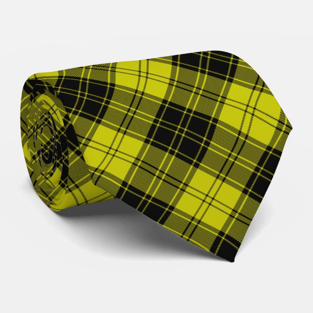Cravate Plaque noire jaune tartan MacLachlan (Roulé)