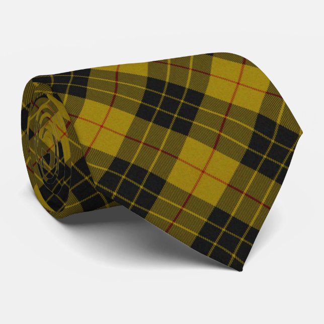 Cravate Plaque noire jaune tartan MacLeod (Roulé)