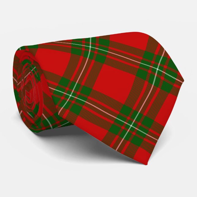 Cravate Plaque vert rouge de tartan MacGregor (Roulé)