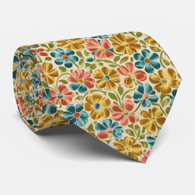 Cravate Playful Retro Floral Pattern (Roulé)