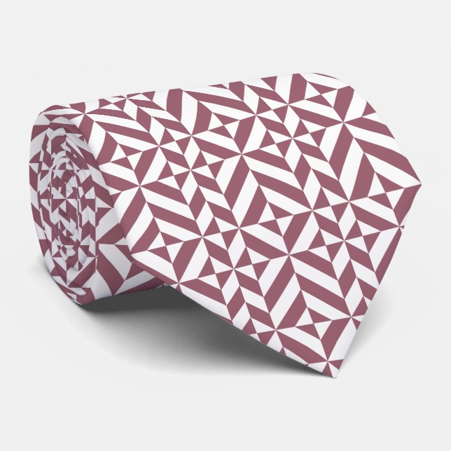 Cravate Plum Geometric Deco Cube Pattern (Roulé)