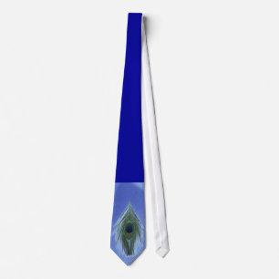Cravate Plume bleue de paon