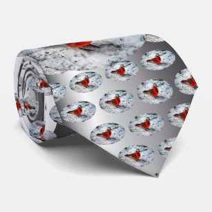 Cravate Plumes cardinales rouges et plumage