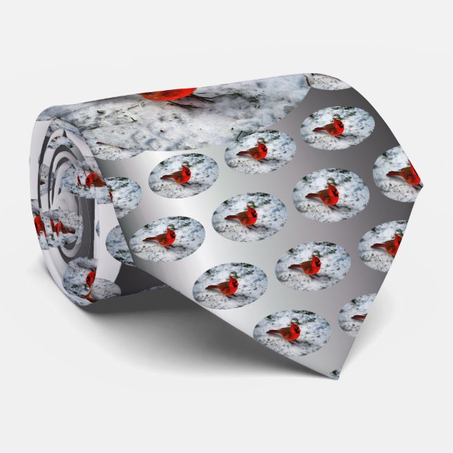 Cravate Plumes cardinales rouges et plumage (Roulé)