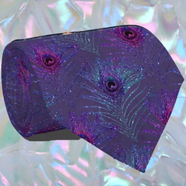 Cravate Plumes de paon Marine Parties scintillant bleue cr (Créateur téléchargé)