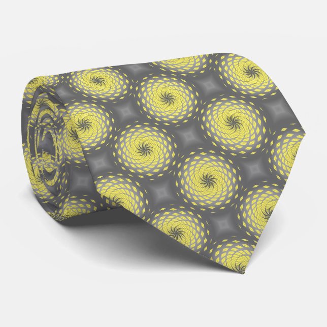 Cravate Point Motif Twirl Jaune (Roulé)