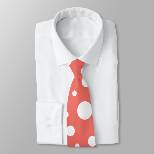 Cravate Point Polka de corail (Attaché)