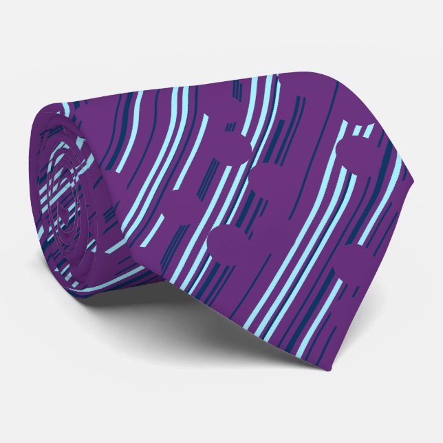 Cravate Pointe Racer Polka Pot Striped Purple Deux côtés (Roulé)