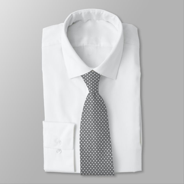 Cravate Points blancs sur gris (Attaché)