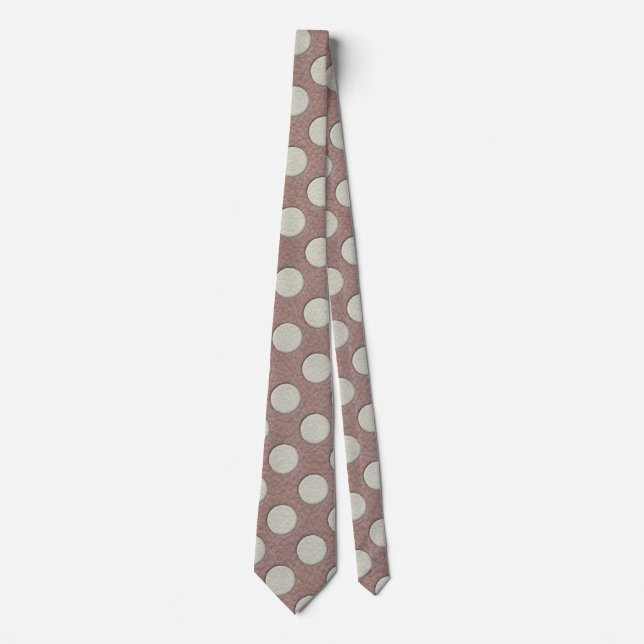 Cravate Points blancs sur impression cuir taupe (Devant)