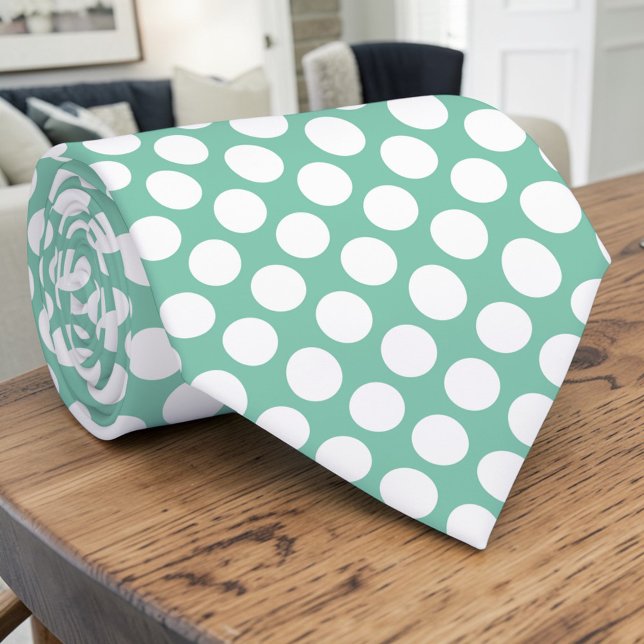 Cravate Points blancs sur sarcelle personnalisé (Créateur téléchargé)