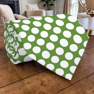 Cravate Points blancs sur vert personnalisé