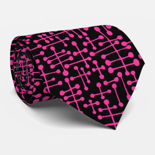 Cravate Points connectés - Rose chaud sur noir