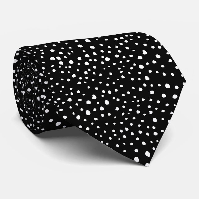 Cravate Points dalmatiens, Zones dalmatiennes, Noir et Bla (Roulé)