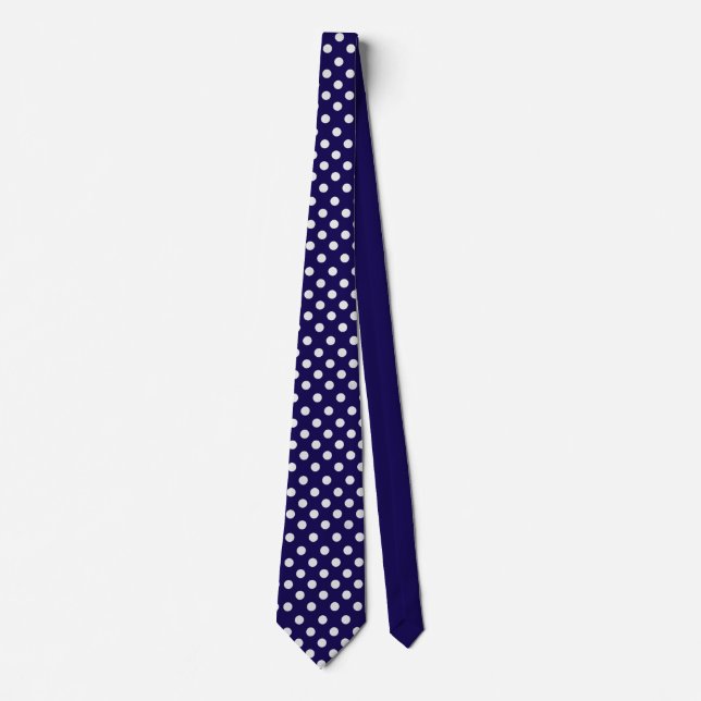 Cravate Points de polka bleu marine et blanc (Devant)