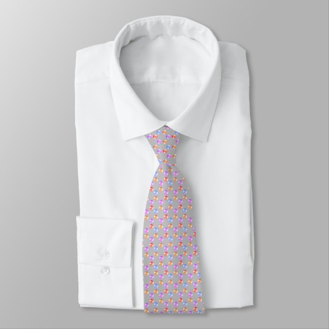 Cravate Points multicolores sur argent (Attaché)