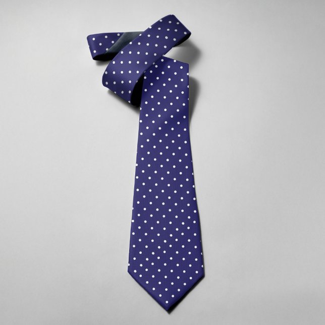 Cravate Points Polka Sur Fond Bleu Marine Hommes (Créateur téléchargé)