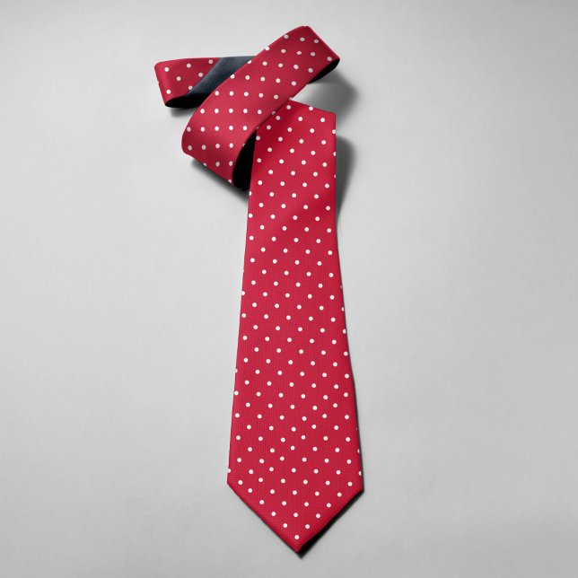 Cravate Points Polka Sur Fond Rouge Foncé Moderne (Créateur téléchargé)