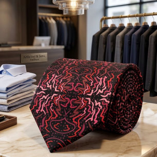 Cravate Points roses et rouges et motif de gribouillis sur