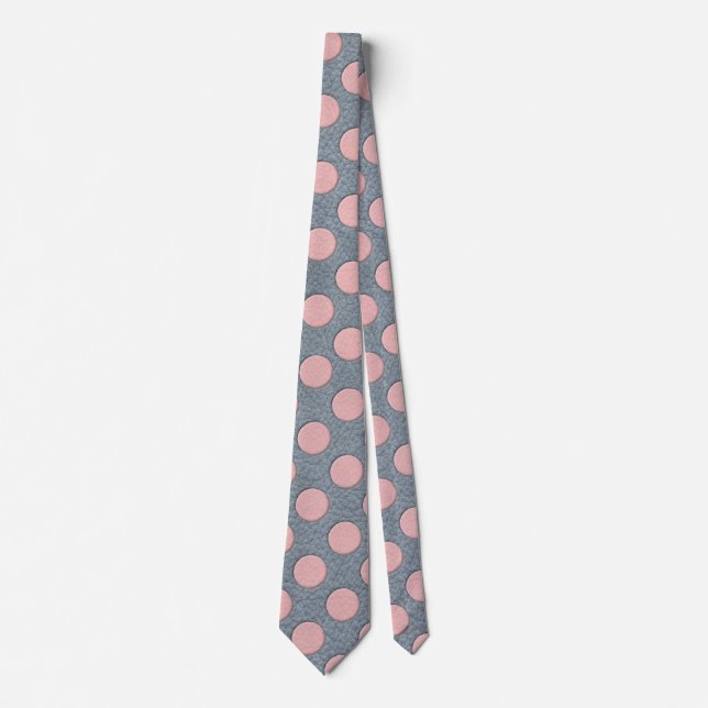 Cravate Points roses sur impression cuir gris (Devant)