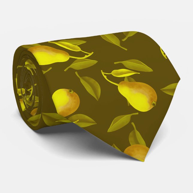 Cravate Poire jaune sur arrière - plan vert foncé (Roulé)