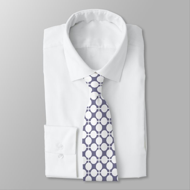 Cravate pois blanc gris et motif (Attaché)