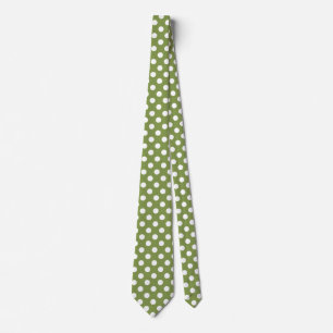 Cravate Pois blanc sur le vert olive