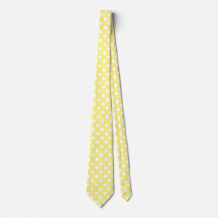 Cravate Pois blancs sur jaune citron