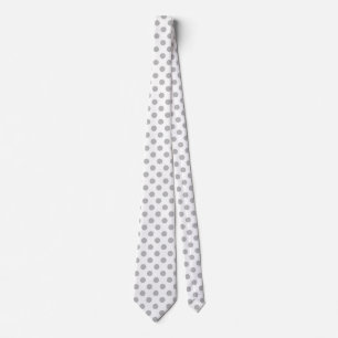 Cravate Pois gris sur blanc