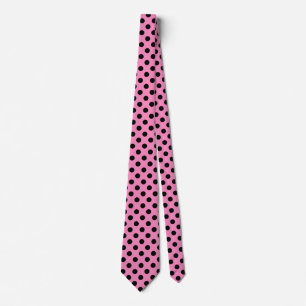 Cravate Pois noirs en rose
